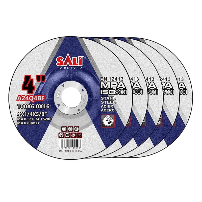 SALI 4 Inch Grinding Wheels for General Purpose Metal & Stainless Steel, Aluminum Oxide Grinding Disc for Angle Grinder, Depressed Center 4" * 1/4" * 5/8"(100 * 6.0 * 16 mm) - Image 1
